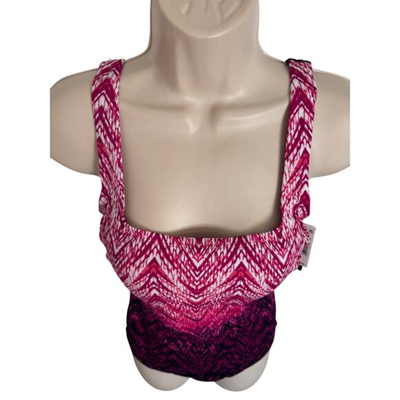 Swim Solutions One Piece Tummy Control Coral Size 10 Padded NWT - Picture 8 of 16